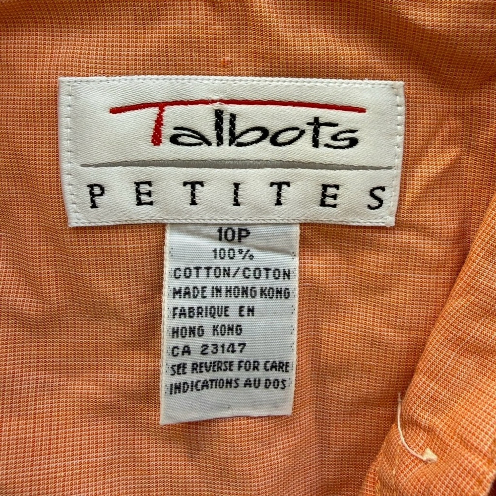Talbots Orange Cotton Button Down Blouse Size 10p… - image 3